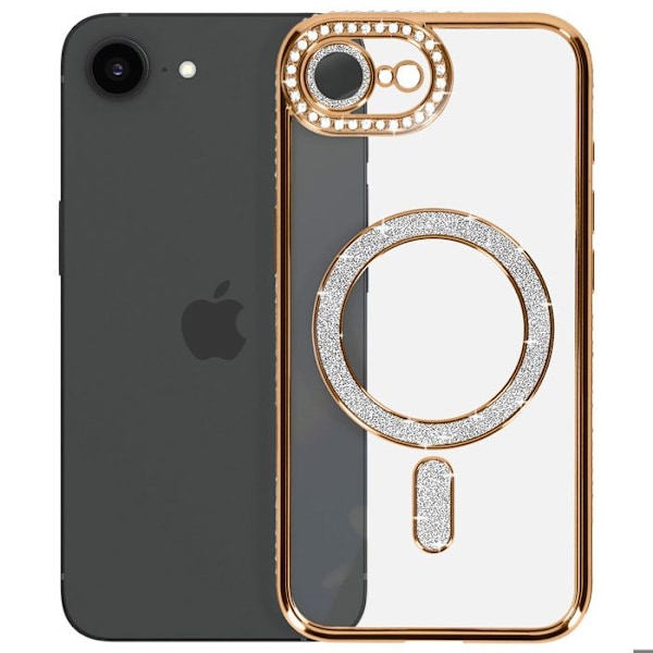 Coque Diamant pour iPhone 16e MagSafe Contour Strass Dorée Gul