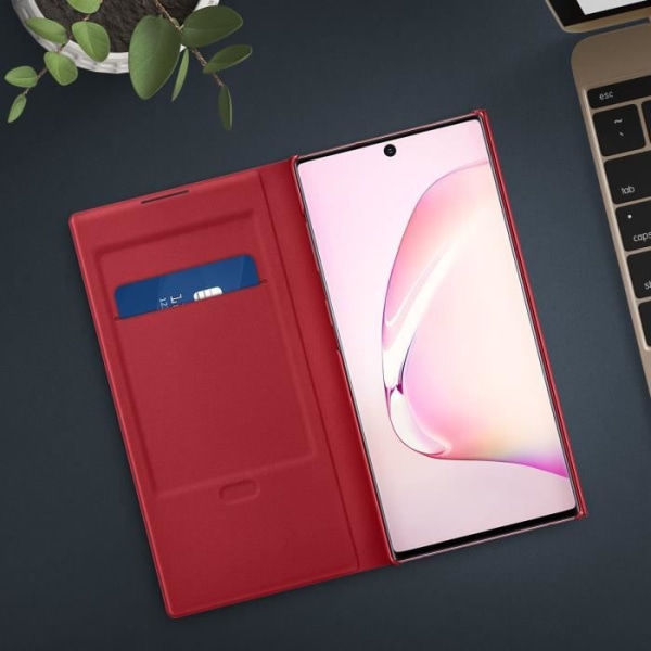 Housse - Samsung - Galaxy Note 10 - Etui Porte-kort - LED View Cover - Rød Röd