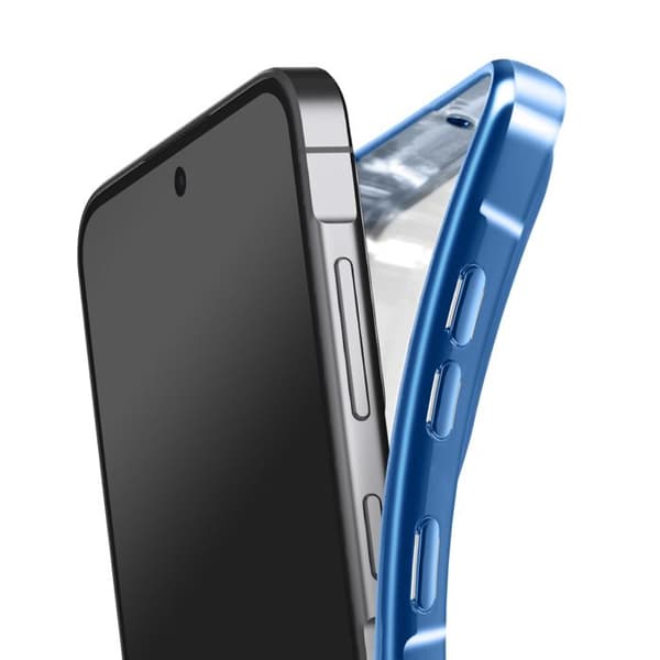 Coque för Galaxy A56 Kompatibel med MagSafe med Blå Kromad Kant Blå