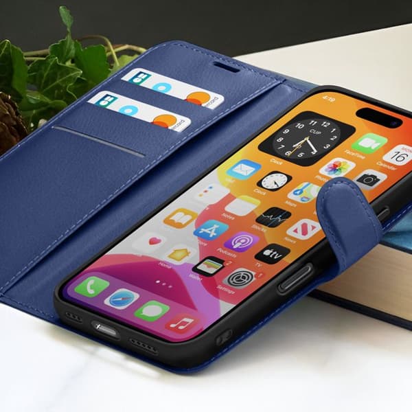 Plånboksfodral för iPhone 16 Pro Max med Stöd och Magnetisk Flik Zanaé Mörkblå Blå