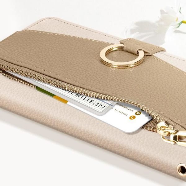 Axelremsfodral för Xiaomi Redmi 13C Plånbok Zip Pouch Beige