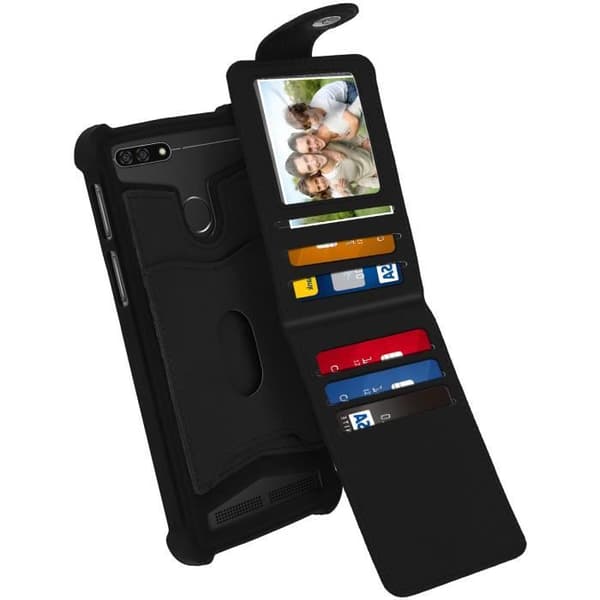 Smartphone Case 4,7" til 5,0" Universal Silikone Case Kortholder - Sort L Svart