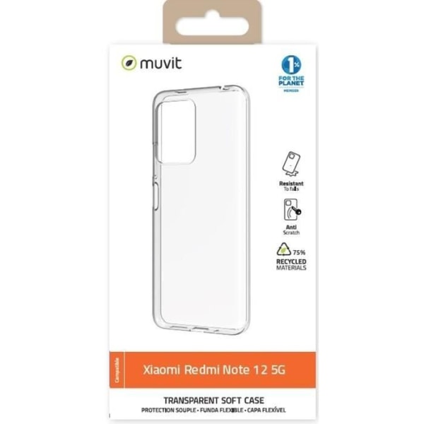 Etui til Xiaomi Redmi Note 12 5G SOFT Muvit Transparent Transparent