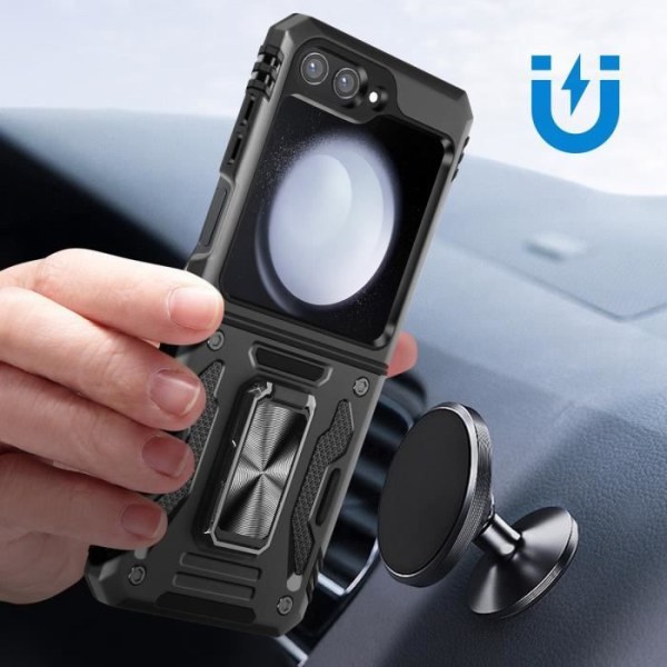 Ringetui til Samsung Galaxy Z Flip 5 Shockproof ArmoRing Bump Series Sort Svart