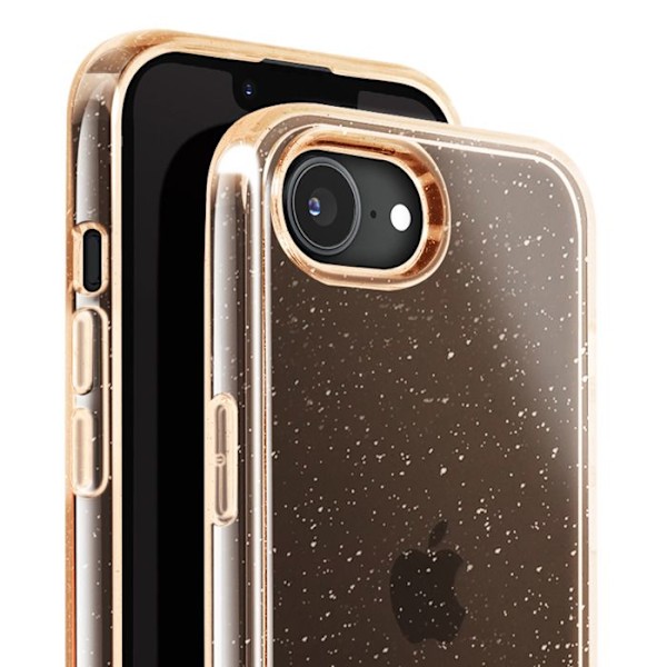 Glittrande skal för iPhone 16e Hybrid Glamour Design Guld Gul