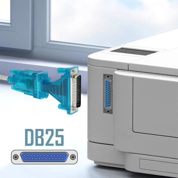 USB 2.0-adapter - LinQ - DB25 og DB9 - Lys blå - Forbindelse til industrielle enheder