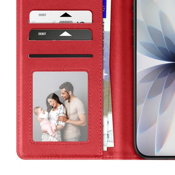 Premium Läder Plånboksfodral för iPhone 17 med Ställfunktion Röd Röd
