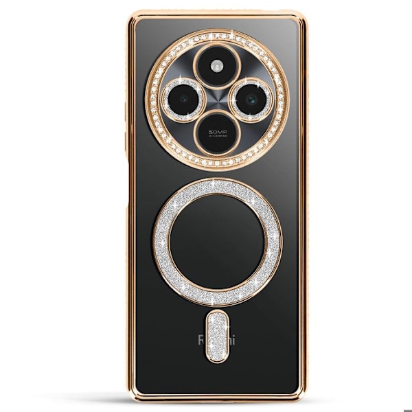 Coque Diamant för Xiaomi Redmi 14C MagSafe Kontur Strass Guld Gul