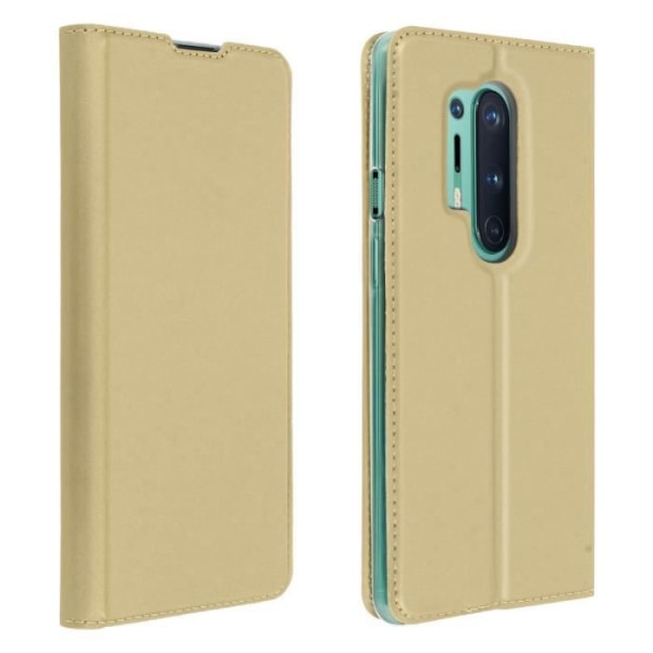 Housse - OnePlus - 8 Pro - Folio Etui - Øko-læder - Video Støtte - Kortopbevaring Doré, Gul