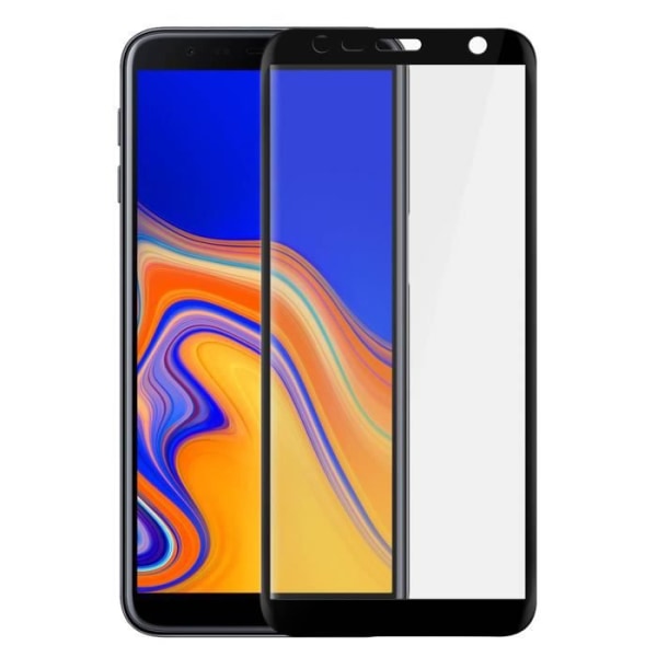 Film Galaxy J6 Plus Skydd Härdat glas 9H Fasade kanter 11D Svart Svart