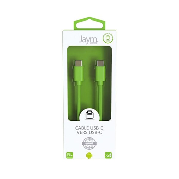 USB-C - USB-C -kaapeli 3A lataukseen ja synkronointiin Collection POP 1,5m Jaym Vihreä Grön