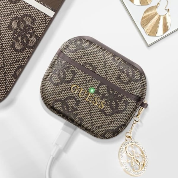 Coque til AirPods 3 med Elegant Charm Design Guess Brun kastanj
