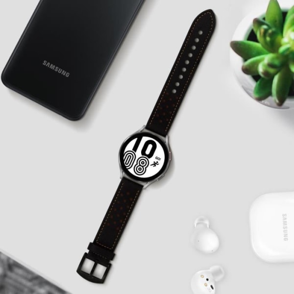 Rem till Samsung Galaxy Watch 4 i justerbart läder med stiftspänne svart