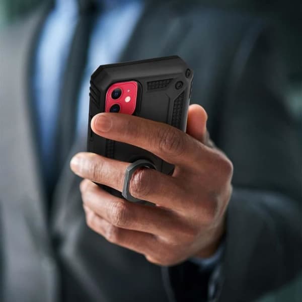 Coque - ADVARSEL - iPhone 11 - Stødsikker - Video Støtte Ring - Sort Svart
