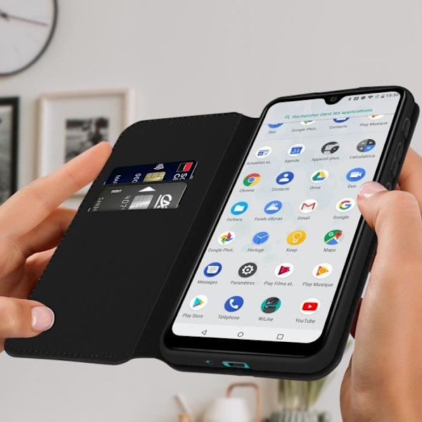 Foliocover - AVIZAR - Wiko Y62 - Videostøttefunktion - Sort Svart