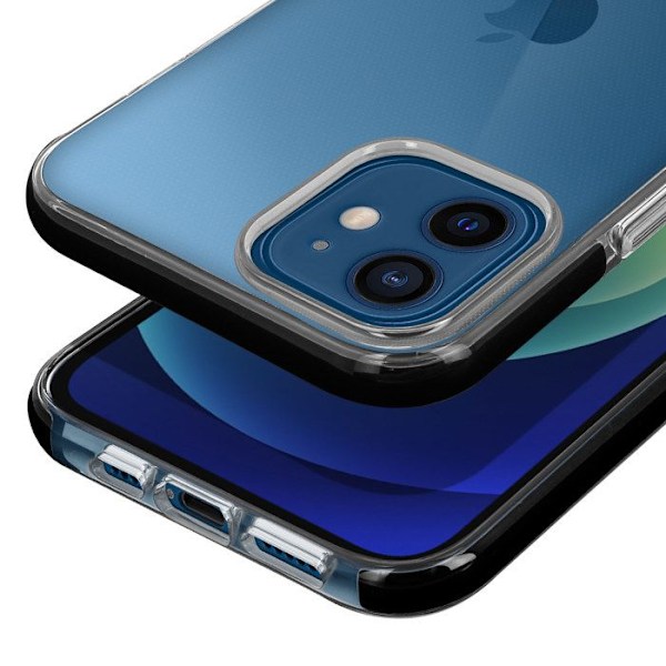 Coque iPhone 12 / 12 Pro Fleksibel Krom Kant Bag Transparent Akashi Sort Svart