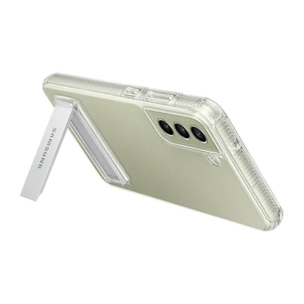 Originalt Samsung Galaxy S21 FE etui Kickstand Clear Standing Cover Transparent Hvid Klar vit