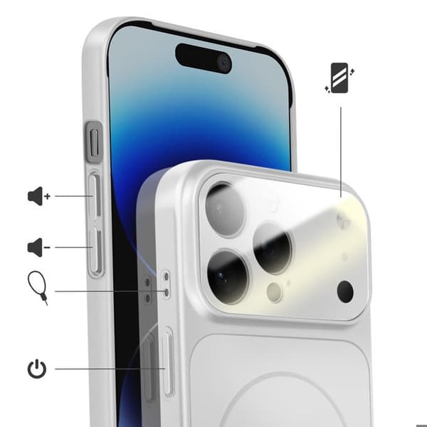 iPhone 14 Pro Max-fodral Kompatibel med MagSafe AG Glass Mate Silver Finish Grå
