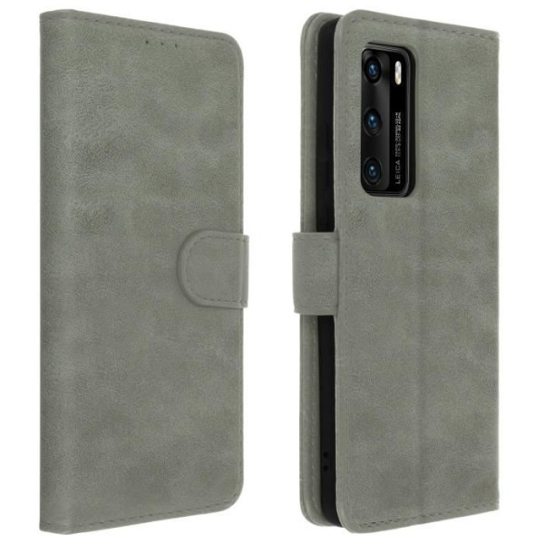 Huawei P40 Cover Full Cover Kortholder Funktion Grå Stand Grå