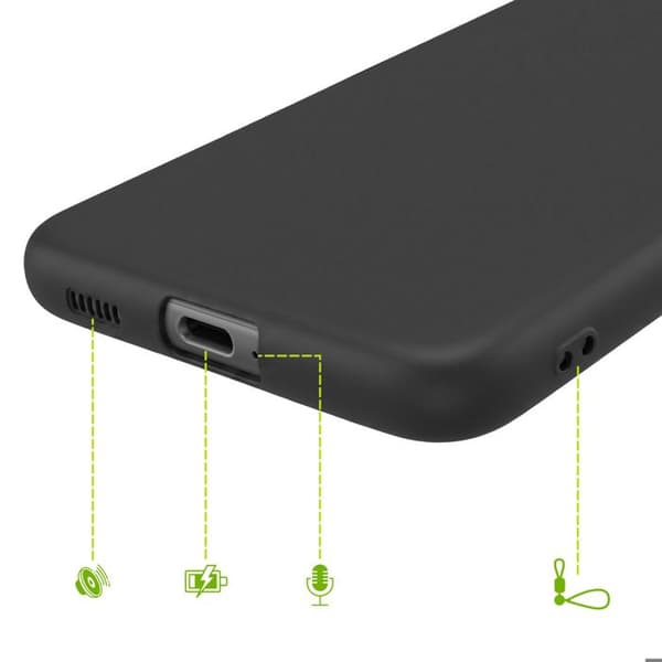 Silicone Cover til Galaxy S21 FE 5G med Hævede Kanter Mayaxess Sort Svart