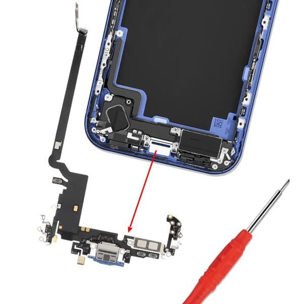 USB-C laddningskontakt för iPhone 17 Pro Max med inbyggd mikrofon blå Blå