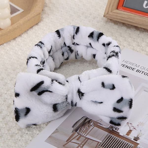 Bandeau Spa - AVIZAR - Hvid Leopard - Blød - Antiskrid - Vaskbar Vit