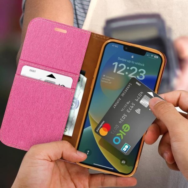 iPhone 14 Case korttipidike vaaleanpunainen kotelo
