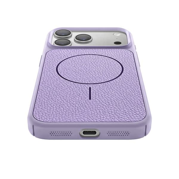 MagSafe-cover til iPhone 17 Pro Max, bi-materiale, stødabsorberende, lilla lædertekstur Violett