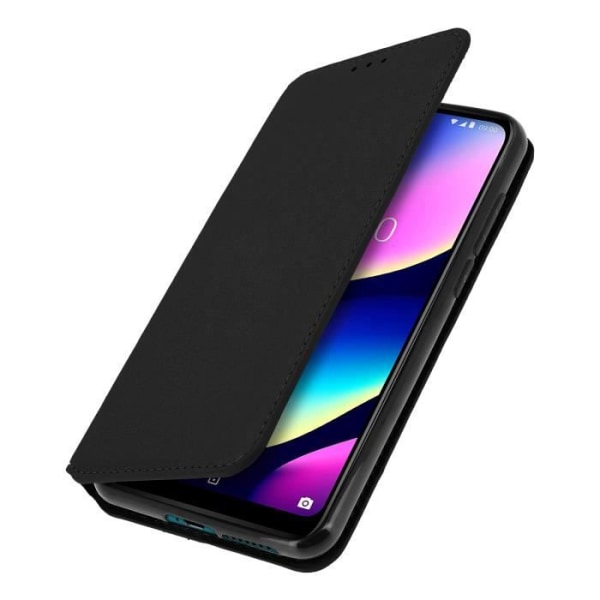 Housse Folio Portefeuille - AVIZAR - Wiko View 3 - Ekoskinn - Stöd - Magnetisk Svart