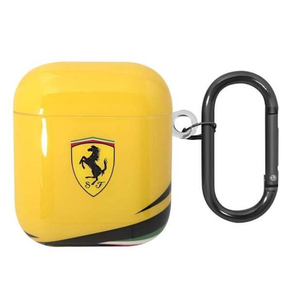 Kotelo AirPods 1:lle ja 2:lle, jäykkä silikoni Ferrari keltainen karabiini