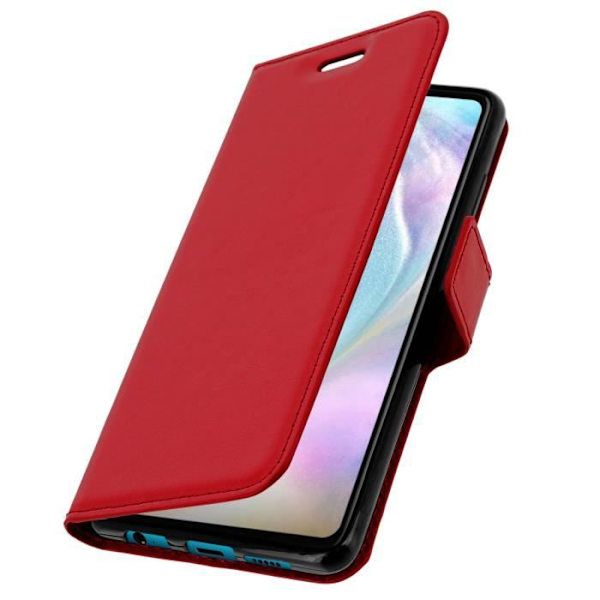 Hus - Huawei - P30 - Eco-läder - Plånbok - Videostöd - Röd Röd