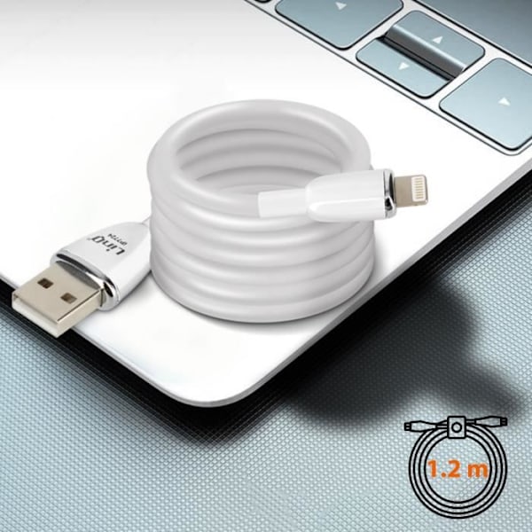USB-C kabel til Lightning - LinQ - 1,2m - Hurtig Opladning 3A - Synchronisering - Hvid Vit
