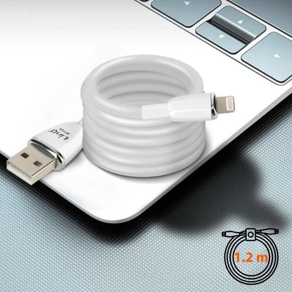 USB-Caable Lightningille - LinQ - 1,2m - Nopea Lataus 3A - Synkronointi - Valkoinen
