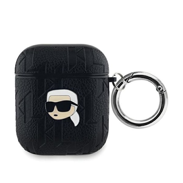 AirPods etui - Karl Lagerfeld - Monogram Karl Head - Silikone - Sort - 1/2 generation sort