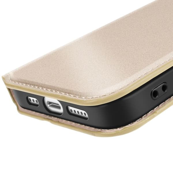 Étui til iPhone 16e - Classic Edition - Guld - Magnetisk Klap - Videostativ - Kortlommer Gul