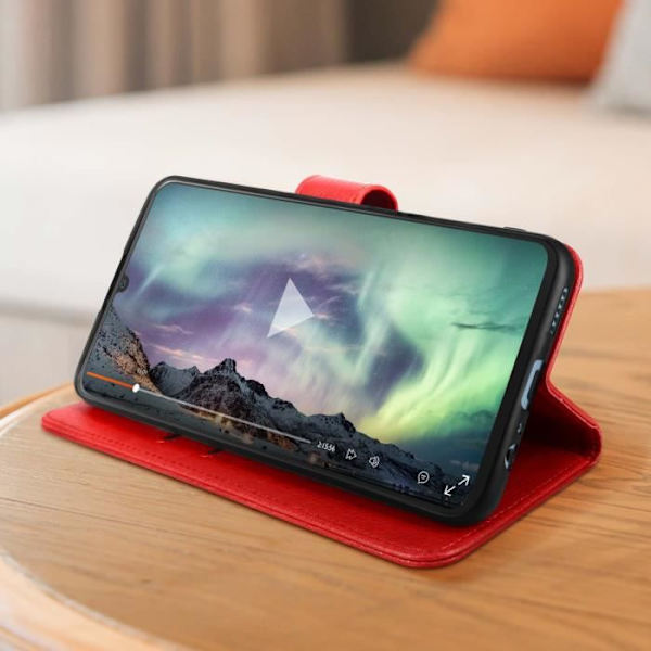 Etui til Honor X7a - AVIZAR - Chesterfield - Rød - Videounderstøttelse - Kortopbevaring Röd