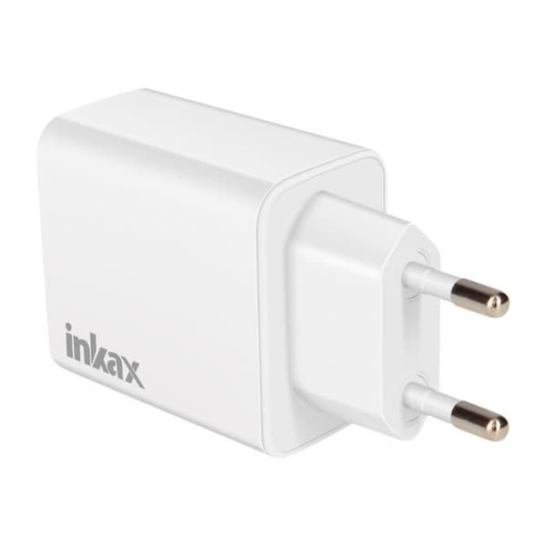 Lader - Inkax - 2x USB-C 20W - USB Quick Charge 18W - Kompakt Hvid Vit