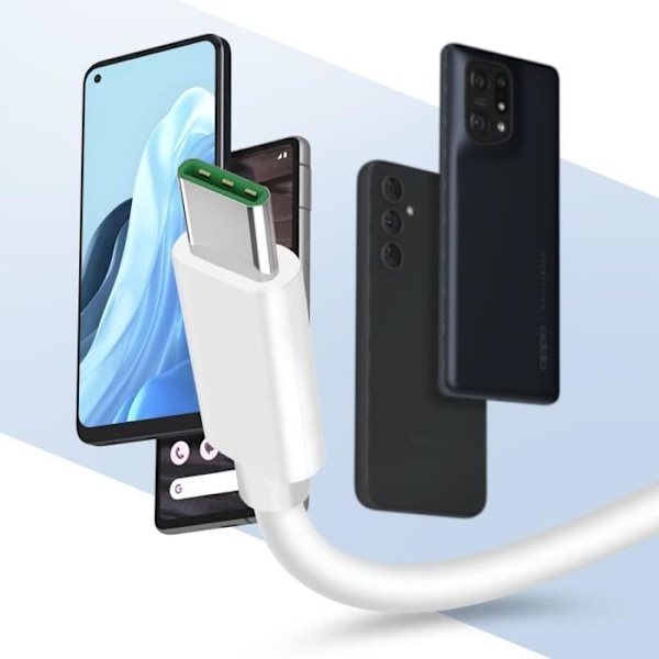 USB til USB-C ladekabel - OPPO - DL129 - 65W - SuperVOOC - 1m Vit