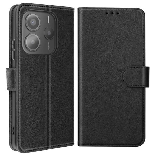 Etui til Xiaomi Redmi Note 14 5G Klap Wallet og Video Støtte Sort Svart