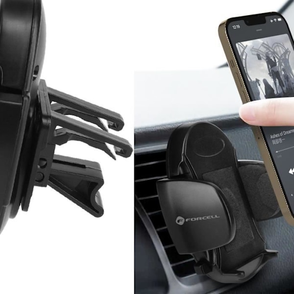 Smartphone bilhållare - FORCELL - Oval - Sugkopp - 360° roterbar - Flexibel arm 17cm Svart