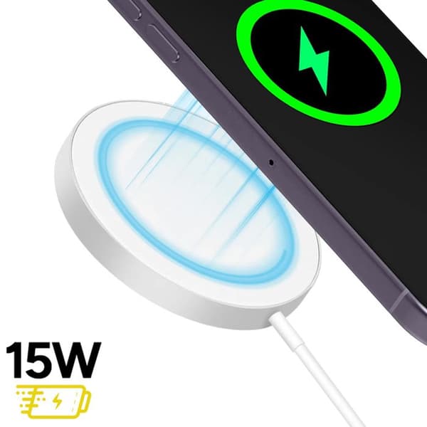 Magnetisk Magsafe Oplader 15W til iPhone 14 Pro Mayaxess Hvid Vit