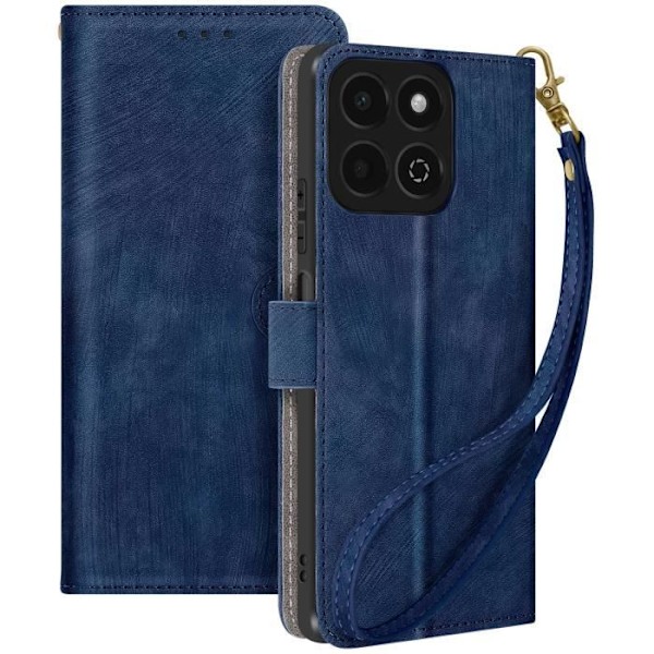Fodral till Honor 200 Smart Brushed Effect Wallet och Stand Midnight Blue Blå