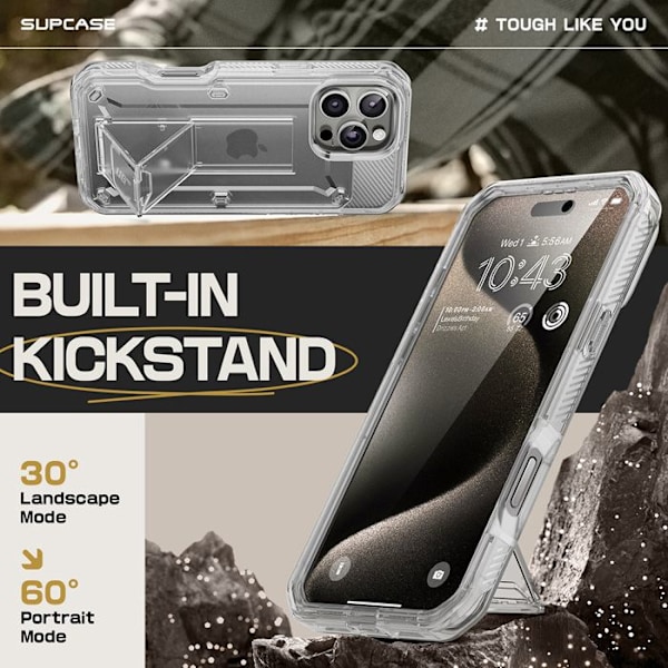 iPhone 16 Pro Max kuori - Supcase Unicorn Beetle Pro - Läpinäkyvä transparent