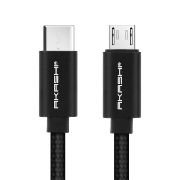 C-tyypin USB-mikro-USB-kaapeli - Siirto ja lataus - Akashi 1m Black