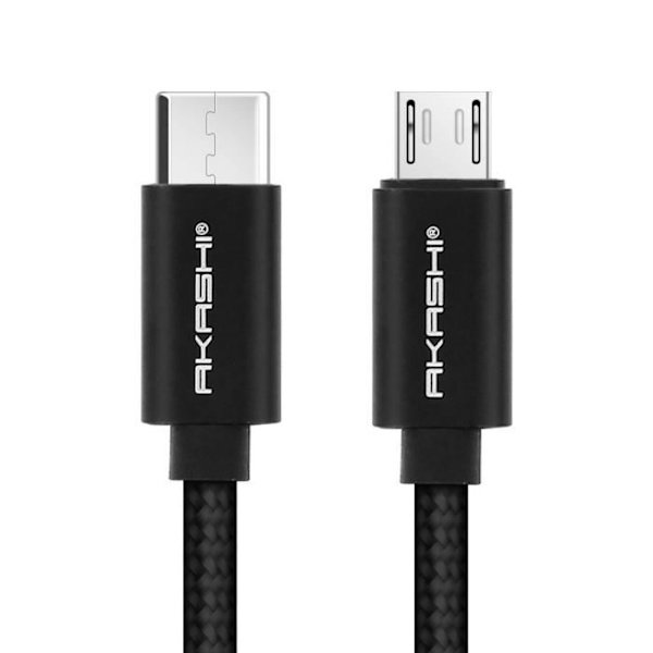 USB typ C till Micro-USB-kabel - Överför och ladda - Akashi 1m Svart
