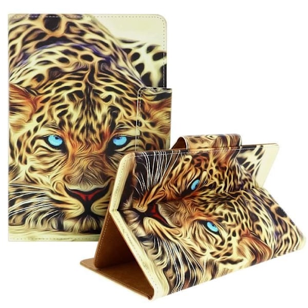 Tablet Fodral - Ej specificerat - 7/8 tum - Ekologisk läder - Leopardmönster - Gul Gul