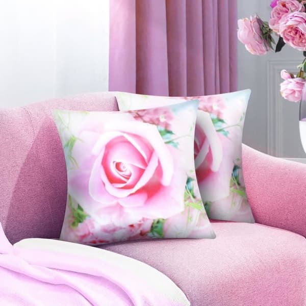 Pudebetræk - AVIZAR - Sæt af 2 - 40x40 cm - Roset mønster - Chic elegance Ros