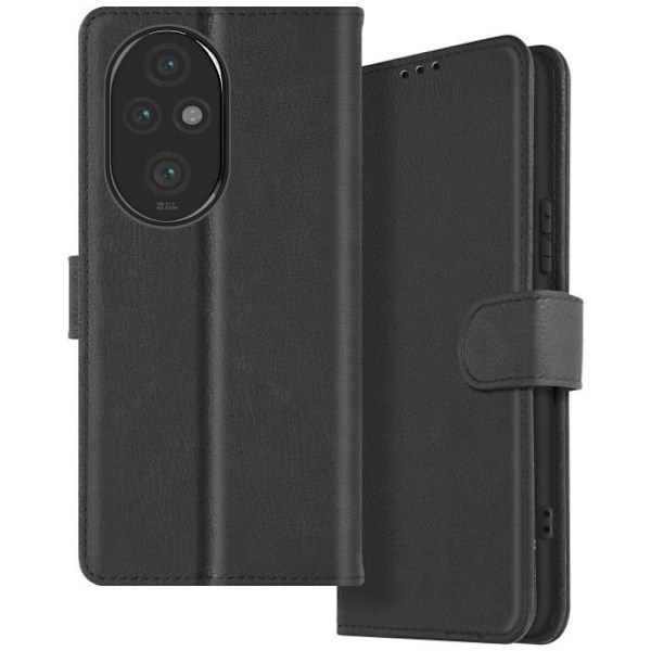 Etui til Honor 200 Pro Flip Wallet og videoholder Sort Svart