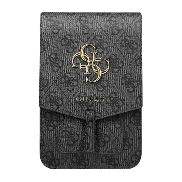 Pochette för smartphone med tryck och axelrem, kortfodral med 4G Guess-logotyp i grått Svart