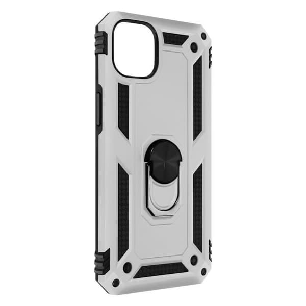 Coque iPhone 14 - ADVARSEL - Stødabsorberende - Sølv - Holdring - Video støtte pengar